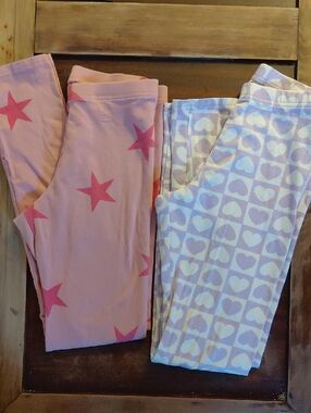 Old Navy Pink Star & Lavender Heart Leggings Set